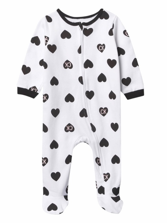 Calvin Klein Other - Calvin Klein Black Heart Print Footed One-Piece 6-9M